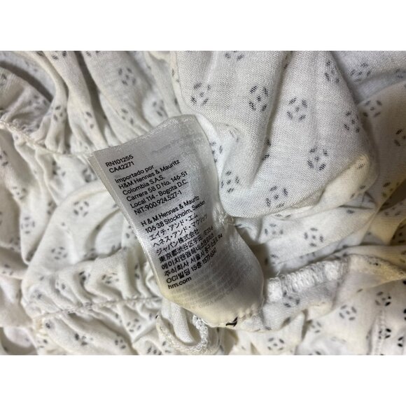 H&M Wrap Style Floral Pattern Top Size Large White & Black Boho Western‎ Casual - Picture 6 of 6